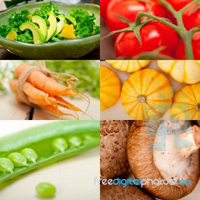 Hearthy Vegetables Collage Composition Stock Photo