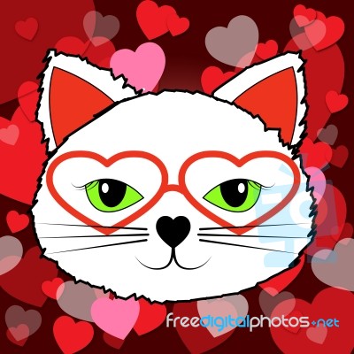 Hearts Cat Means Valentines Day And Affection Stock Image