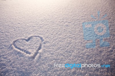 Hearts On White Snow Stock Photo