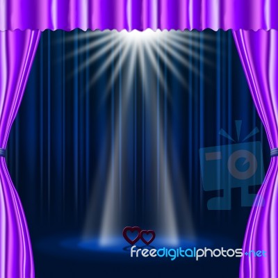 Hearts Stage Represents Beam Of Light And Broadway Stock Image