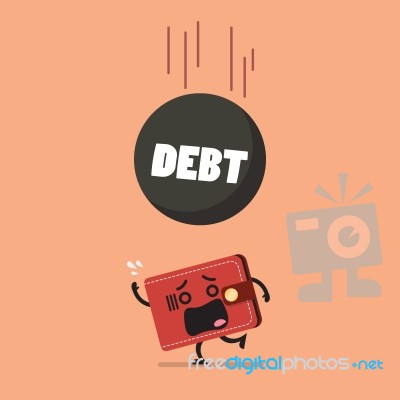 Heavy Debt Falling To Frightened Wallet Stock Image