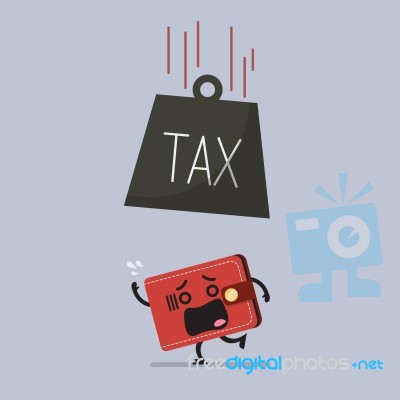 Heavy Tax Falling To Frightened Wallet Stock Image