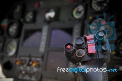 Helicopter Control Stick Stock Photo