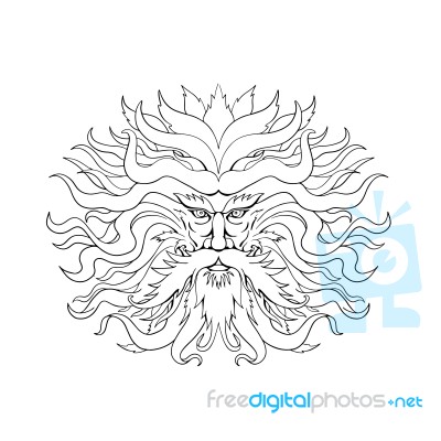 Helios Greek Sun God Head Drawing Black And White Stock Image