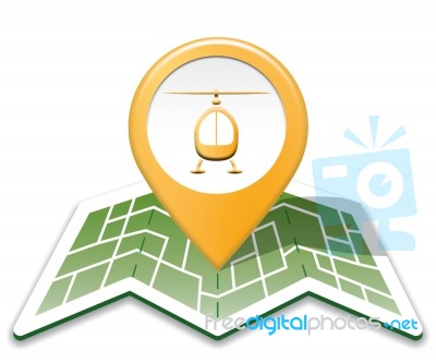 Heliport Map Indicates Copter Location 3d Illustration Stock Image