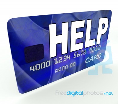 Help Bank Card Means Give Monetary Support And Assistance Stock Image