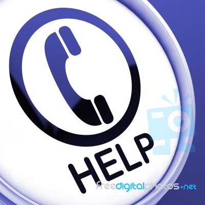 Help Button Shows Call For Advice Or Assistance Stock Image