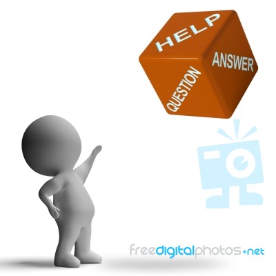 Help Question Answer Dice Showing Assistance Stock Image