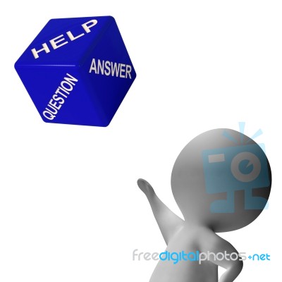 Help Question Answer Dice Shows Knowledge And Learning Stock Image