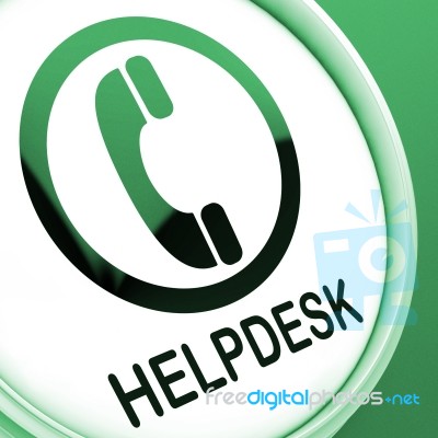 Helpdesk Button Shows Call For Advice Stock Image