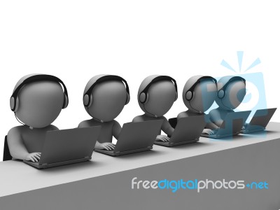 Helpdesk Hotline Operators Showing Call Center Stock Image