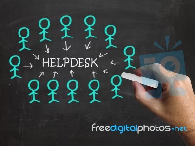 Helpdesk On Blackboard Means Customer Support And Assistance Stock Image