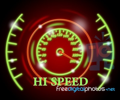 Hi Speed Means Accelerated Meter And Gauge Stock Image