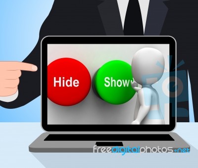 Hide Show Buttons Displays Seek Find Look Discover Stock Image