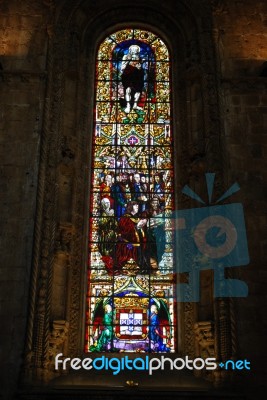 Hieronymites Monastery Chapel Vitral In Lisbon Stock Photo