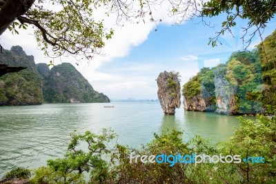 High Angle View Khao Tapu Or James Bond Island Stock Photo