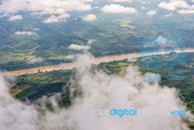 High Angle View Of Mekong River Stock Photo