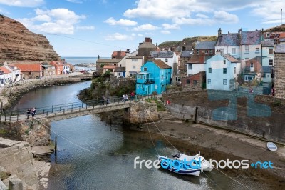 High Angle View Of Staithes Stock Photo