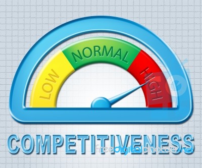 High Competitiveness Indicates Measure Rival And Challenger Stock Image
