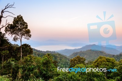 High Mountain In The Morning Stock Photo