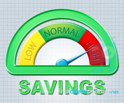 High Savings Indicates Money Scale And Increase Stock Image