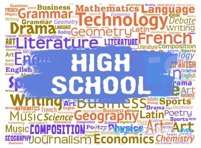 High School Means Ninth Grade And Educate Stock Image