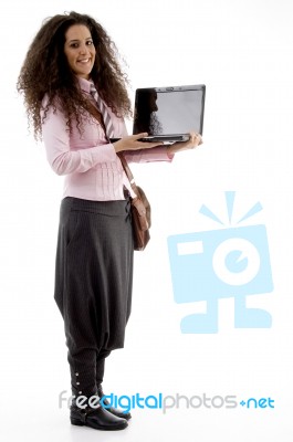 High School Student With Laptop Stock Photo