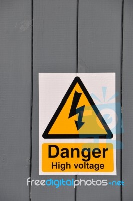 High Voltage Danger Sign Stock Photo