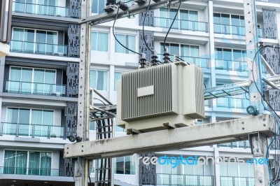 High Voltage Transformers Energy And Technology Stock Photo