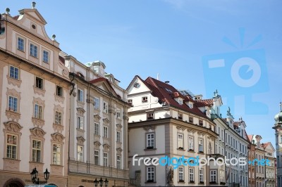 Highly Decorated Apartment Blocks In Prague Stock Photo