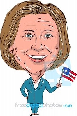 Hillary Clinton Democrat President 2016 Cartoon Stock Image