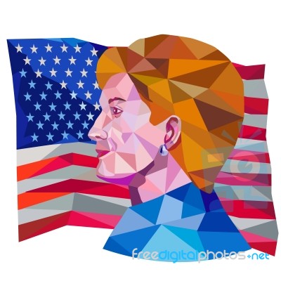 Hillary Clinton Us Flag Low Polygon Stock Image