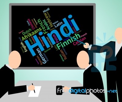 Hindi Language Indicates International Speech And Text Stock Image