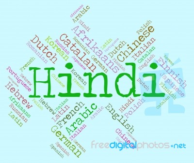 Hindi Language Shows Vocabulary Word And Communication Stock Image