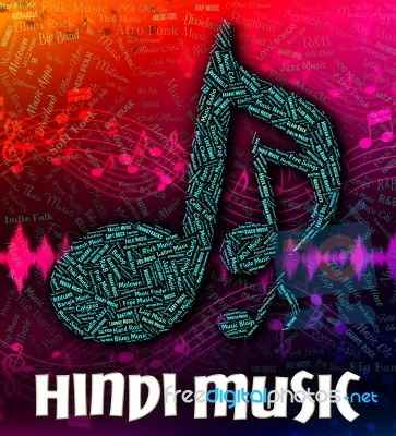 Hindi Music Represents Sound Tracks And Hindustani Stock Image