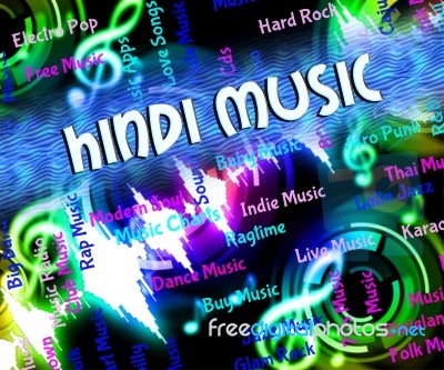 Hindi Music Represents Sound Tracks And Hindustani Stock Image