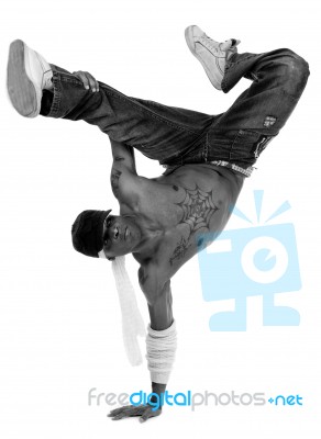 Hip Hop Dancer Freezed His Movements Stock Photo