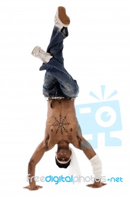 Hip Hop Dancer Freezed His Movements Stock Photo