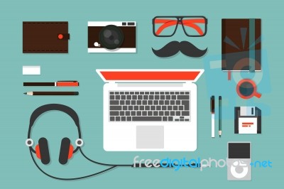 Hipster Accessories Icons Stock Image