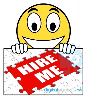 Hire Me Sign Means Job Candidate Or Freelancer Stock Image