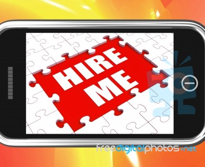 Hire Me Tablet Means Job Candidate Or Freelancer Stock Image