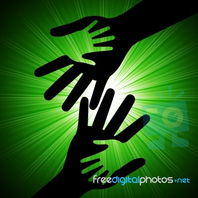 Holding Hands Means Friends Sunbeam And Ray Stock Image