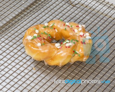 Holiday Donut Wreath Stock Photo