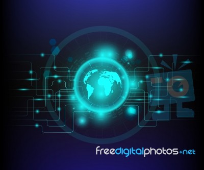 Hologram Earth Digital Network Technology  Concept Stock Image