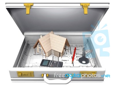 Home And Briefcase Stock Image