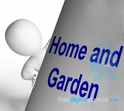 Home And Garden Sign Means Indoors And Outdoors Design Stock Image