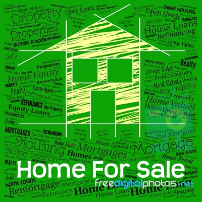 Home For Sale Represents On Market And Display Stock Image