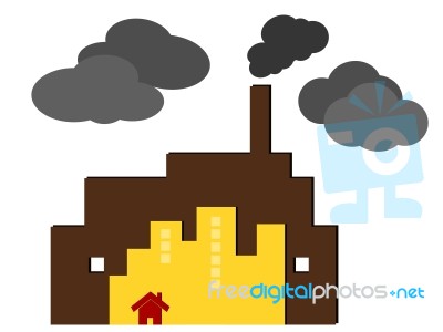 Home In Big City And Industry Illustration Stock Image