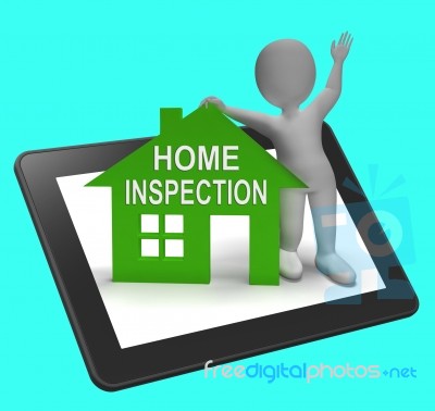 Home Inspection House Tablet Shows Examine Property Close-up Stock Image