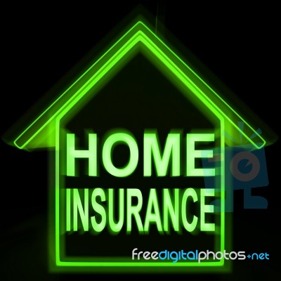 Home Insurance Means Protecting And Insuring Property Stock Image